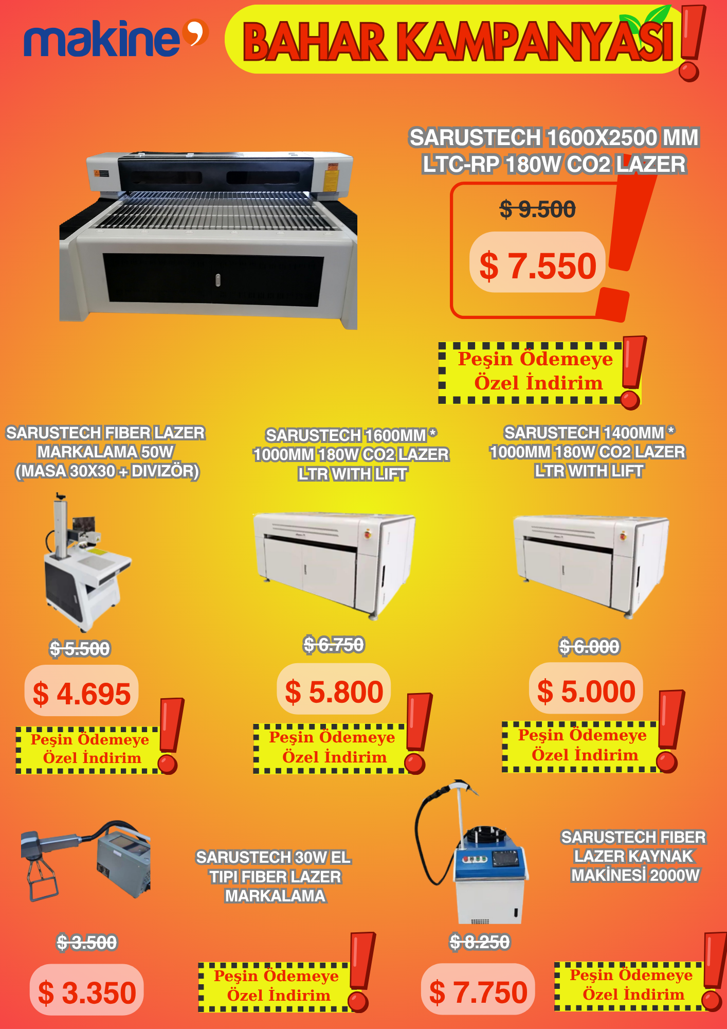 2. El ve Lazer Makinelerde Bahar Fırsatları