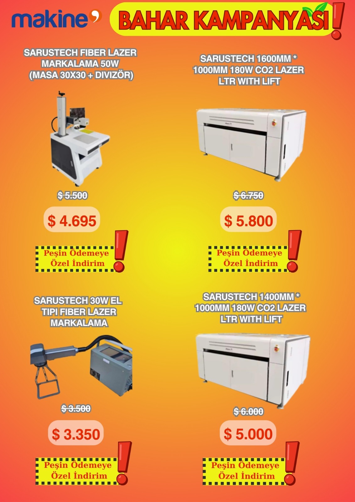2. El ve Lazer Makinelerde Bahar Fırsatları